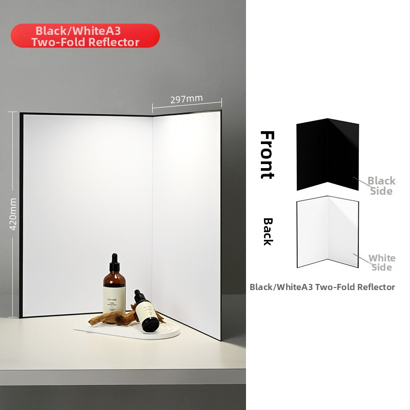 Reflexný panel pre fotografiu - stolný podkladový panel, svetloabsorpcný, skladací, PVC materiál (PVC; stolný panel; svetloabsorpčný; skladací; komerčné fotenie)