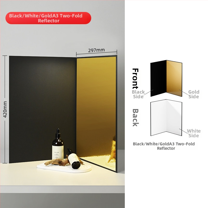 Reflexný panel pre fotografiu - stolný podkladový panel, svetloabsorpcný, skladací, PVC materiál (PVC; stolný panel; svetloabsorpčný; skladací; komerčné fotenie)