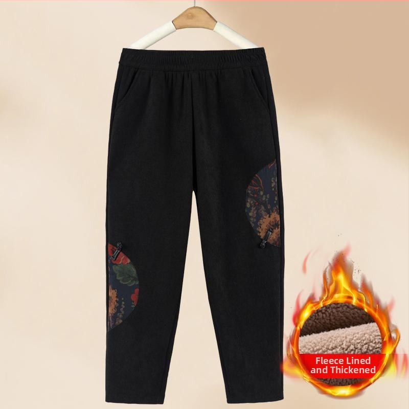 Téli poliészter fleece-béléssel ellátott nadrág, szoros szabás, hétköznapi stílus