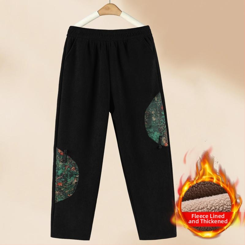 Téli poliészter fleece-béléssel ellátott nadrág, szoros szabás, hétköznapi stílus