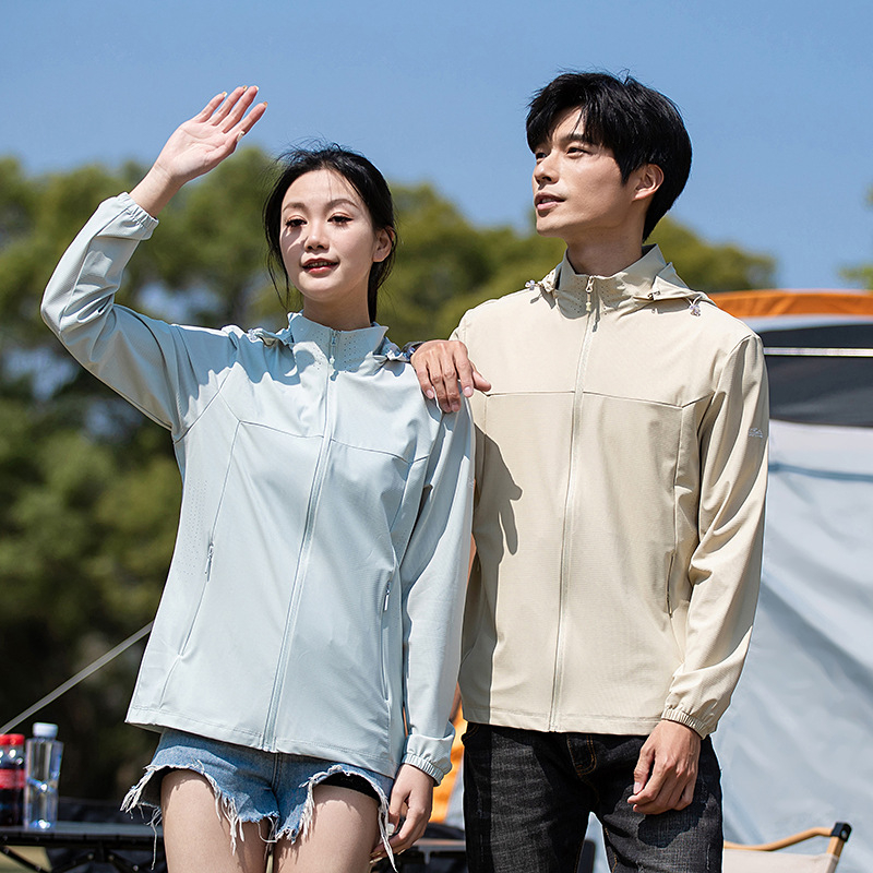 Vonkajšia vetrovka na leto - priedušný nylon, s kapucňou, UPF50+, unisex