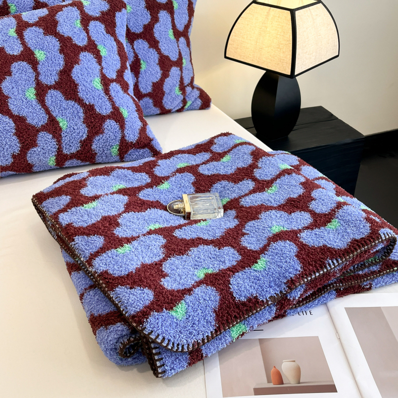 Pătură din poliester cu model geometric, stil Dopamine, 240 g, primăvară și toamnă