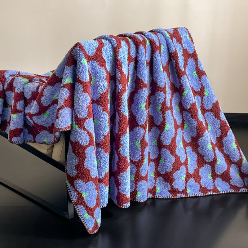 Pătură din poliester cu model geometric, stil Dopamine, 240 g, primăvară și toamnă