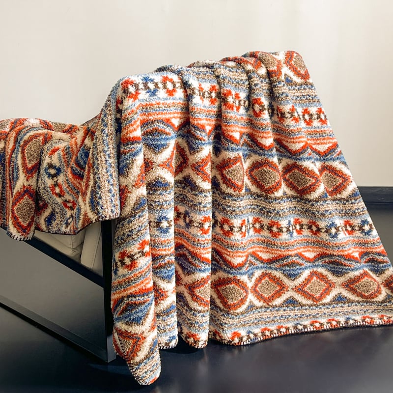 Pătură din poliester cu model geometric, stil Dopamine, 240 g, primăvară și toamnă