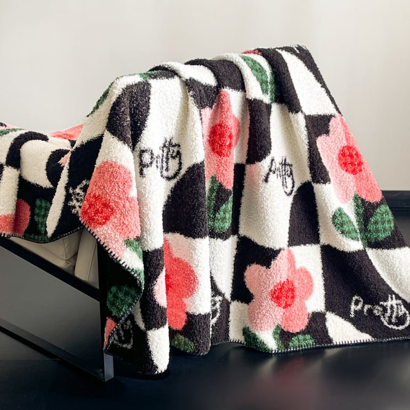 Pătură din poliester cu model geometric, stil Dopamine, 240 g, primăvară și toamnă