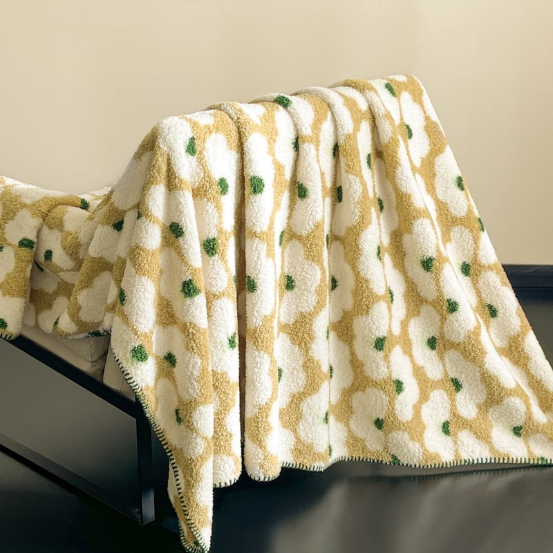 Pătură din poliester cu model geometric, stil Dopamine, 240 g, primăvară și toamnă