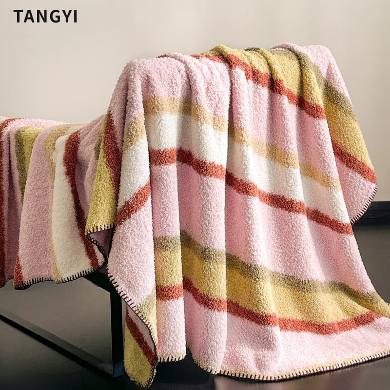 Pătură din poliester cu model geometric, stil Dopamine, 240 g, primăvară și toamnă