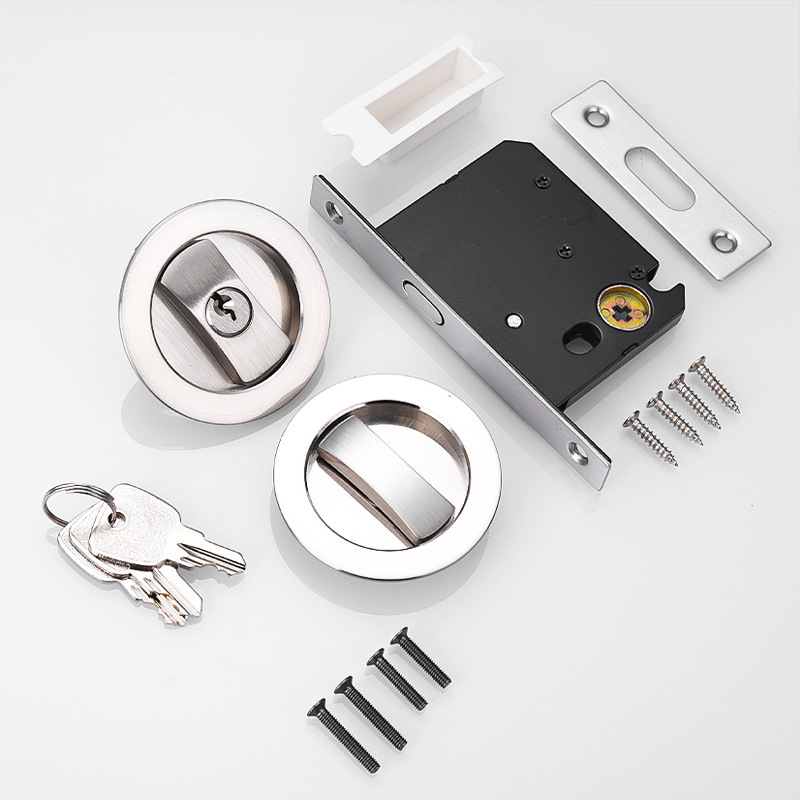 Okrugli zasun vrata zaključavanje – cinkova legura, unutarnja upotreba, skrivena ručka s kukom, za klizna i drvena vrata, moderni minimalistički stil