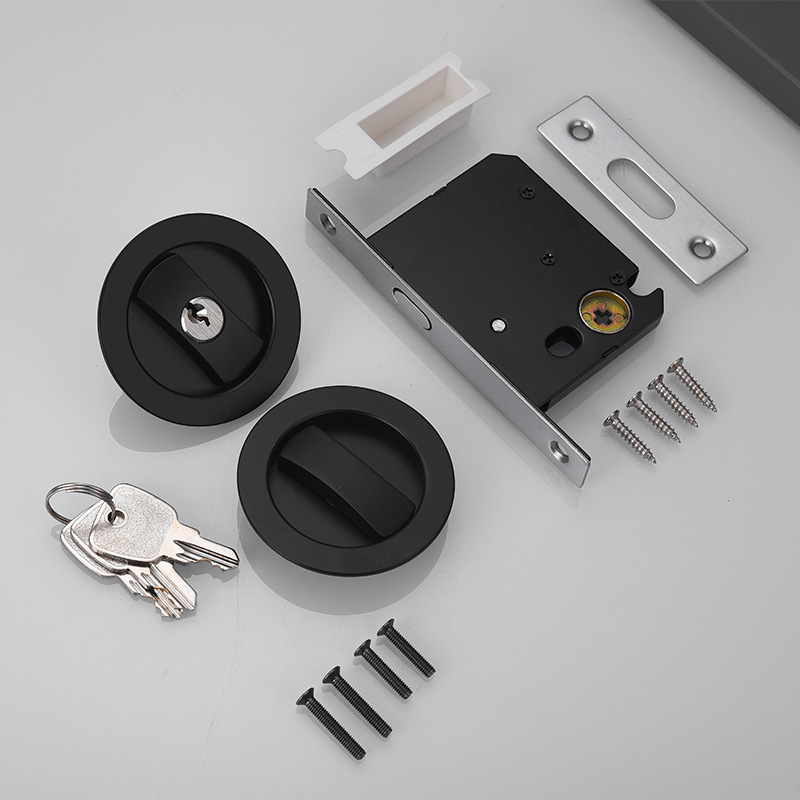 Okrugli zasun vrata zaključavanje – cinkova legura, unutarnja upotreba, skrivena ručka s kukom, za klizna i drvena vrata, moderni minimalistički stil