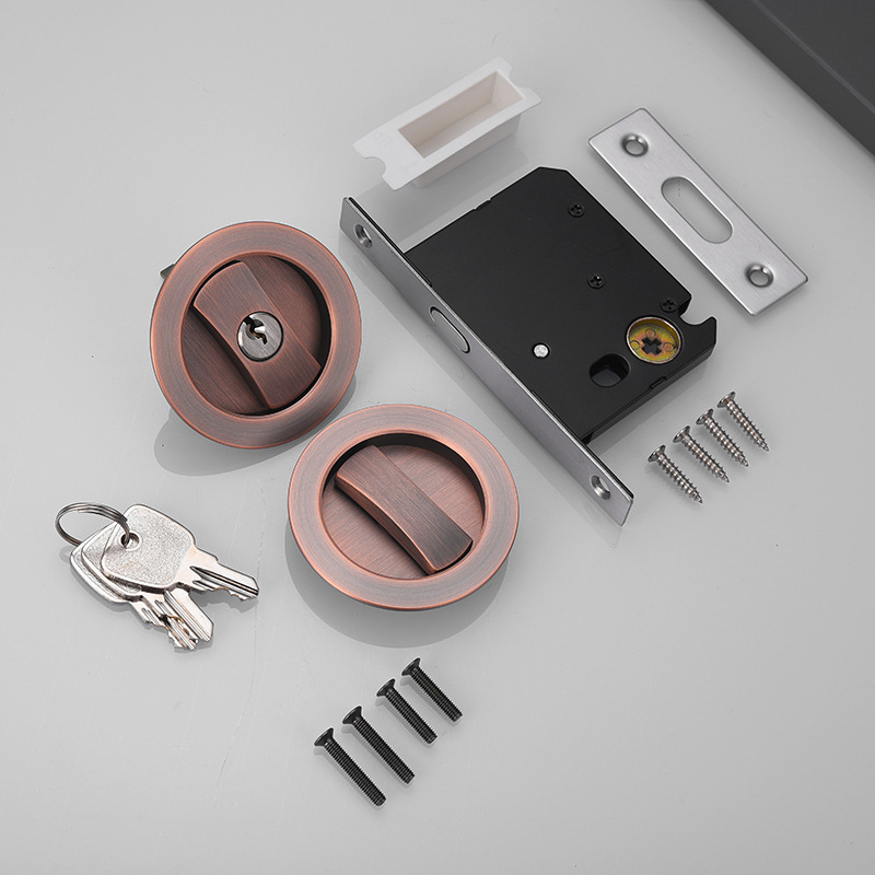 Okrugli zasun vrata zaključavanje – cinkova legura, unutarnja upotreba, skrivena ručka s kukom, za klizna i drvena vrata, moderni minimalistički stil