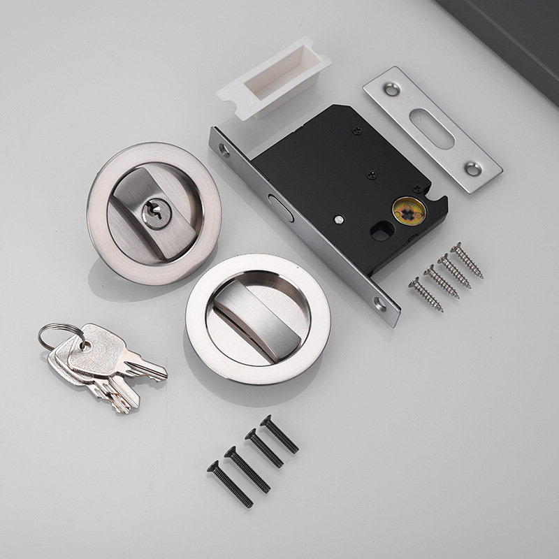 Okrugli zasun vrata zaključavanje – cinkova legura, unutarnja upotreba, skrivena ručka s kukom, za klizna i drvena vrata, moderni minimalistički stil