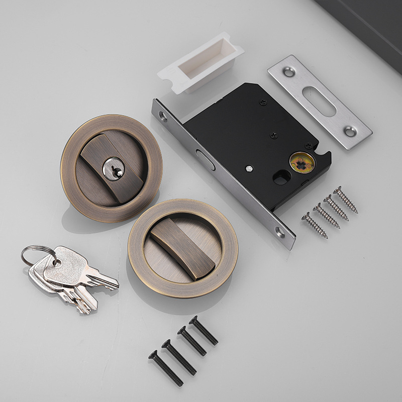 Okrugli zasun vrata zaključavanje – cinkova legura, unutarnja upotreba, skrivena ručka s kukom, za klizna i drvena vrata, moderni minimalistički stil