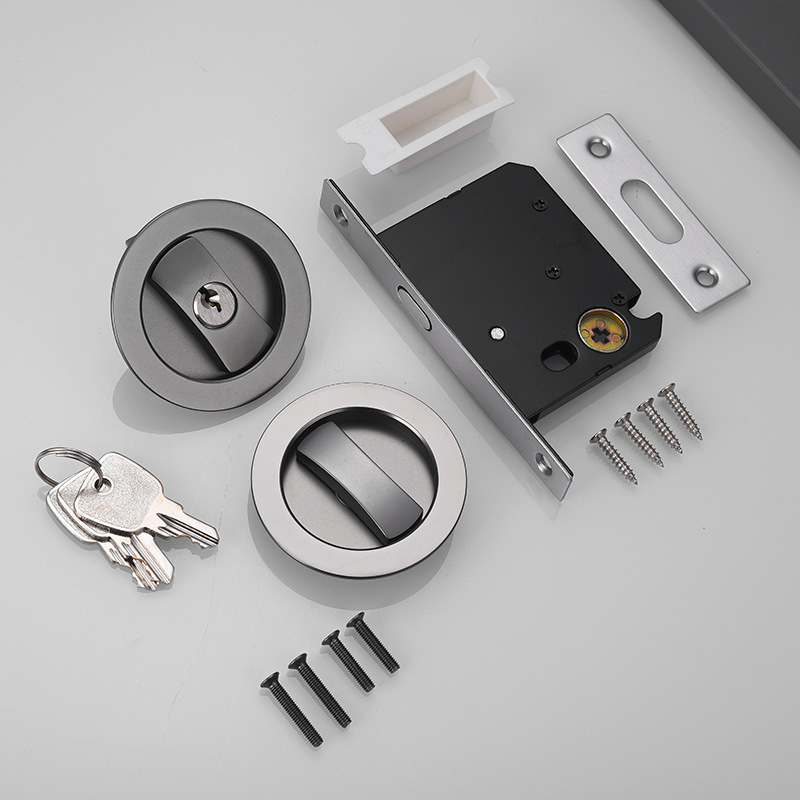 Okrugli zasun vrata zaključavanje – cinkova legura, unutarnja upotreba, skrivena ručka s kukom, za klizna i drvena vrata, moderni minimalistički stil