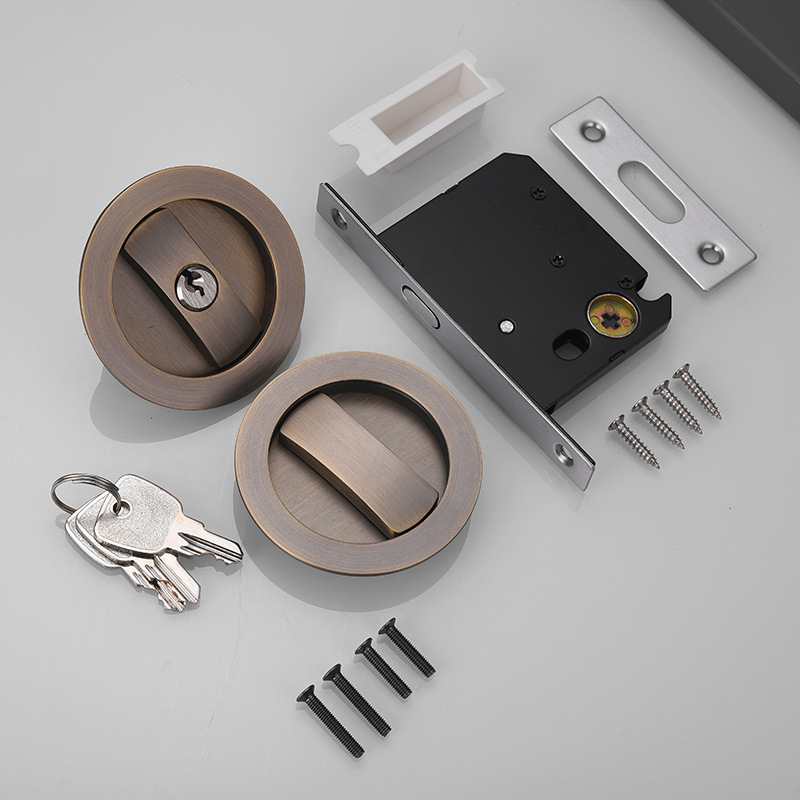 Okrugli zasun vrata zaključavanje – cinkova legura, unutarnja upotreba, skrivena ručka s kukom, za klizna i drvena vrata, moderni minimalistički stil