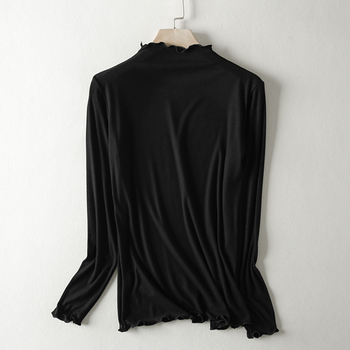 Modal μακρυμάνικη T‑shirt με μισουψηλό λαιμό, στενή γραμμή, μονόχρωμη