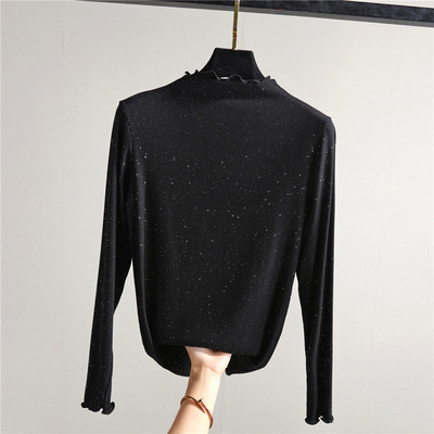 Modal μακρυμάνικη T‑shirt με μισουψηλό λαιμό, στενή γραμμή, μονόχρωμη