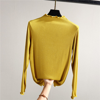 Modal μακρυμάνικη T‑shirt με μισουψηλό λαιμό, στενή γραμμή, μονόχρωμη