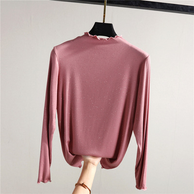 Modal μακρυμάνικη T‑shirt με μισουψηλό λαιμό, στενή γραμμή, μονόχρωμη