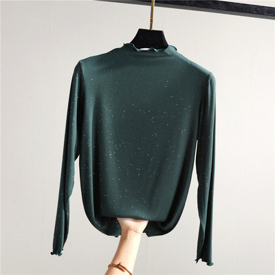 Modal μακρυμάνικη T‑shirt με μισουψηλό λαιμό, στενή γραμμή, μονόχρωμη