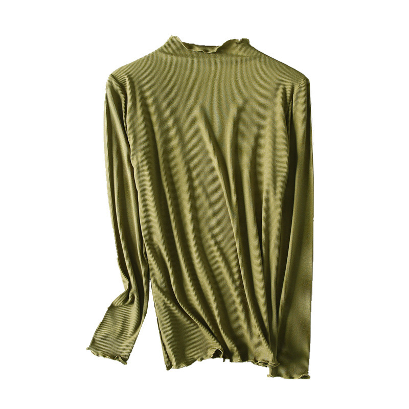 Modal μακρυμάνικη T‑shirt με μισουψηλό λαιμό, στενή γραμμή, μονόχρωμη