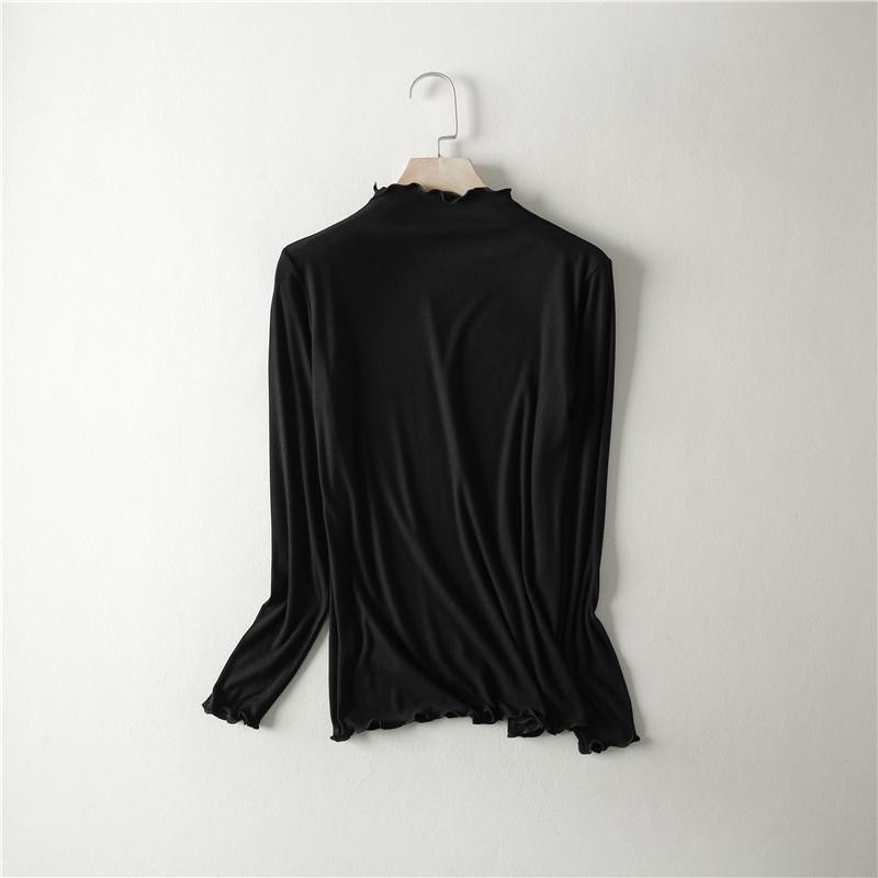 Modal μακρυμάνικη T‑shirt με μισουψηλό λαιμό, στενή γραμμή, μονόχρωμη