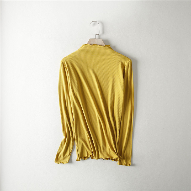 Modal μακρυμάνικη T‑shirt με μισουψηλό λαιμό, στενή γραμμή, μονόχρωμη