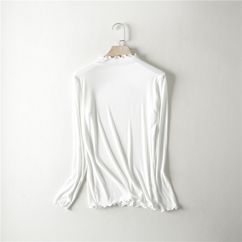 Modal μακρυμάνικη T‑shirt με μισουψηλό λαιμό, στενή γραμμή, μονόχρωμη