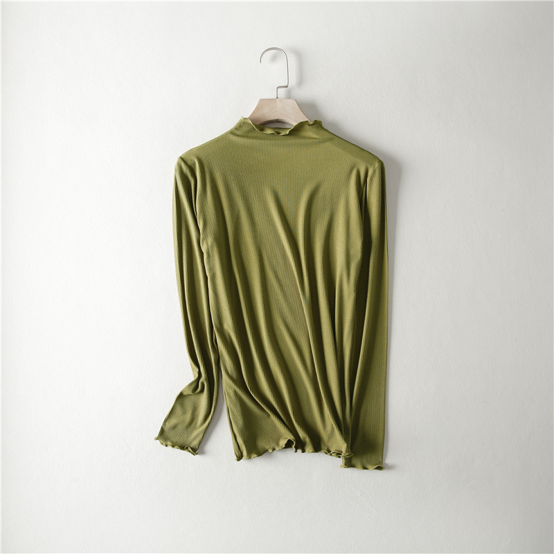 Modal μακρυμάνικη T‑shirt με μισουψηλό λαιμό, στενή γραμμή, μονόχρωμη