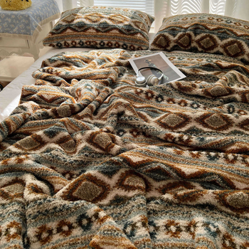 Pătură din fleece, stil Nordic, modele cărouri și graffiti, pentru toate sezoanele, greutate 300–500 g