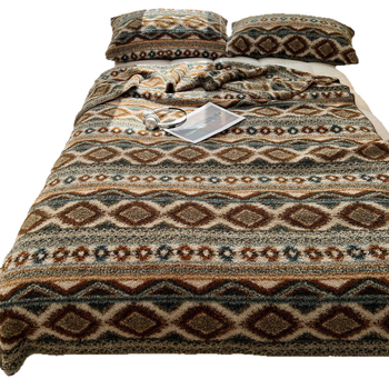 Pătură din fleece, stil Nordic, modele cărouri și graffiti, pentru toate sezoanele, greutate 300–500 g