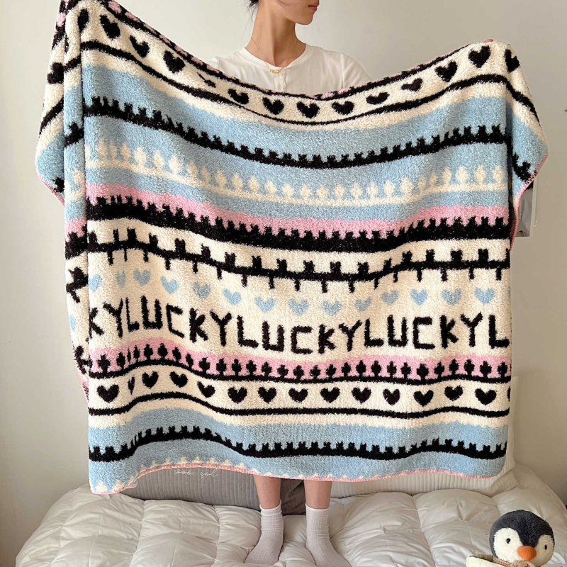 Pătură din fleece, stil Nordic, modele cărouri și graffiti, pentru toate sezoanele, greutate 300–500 g