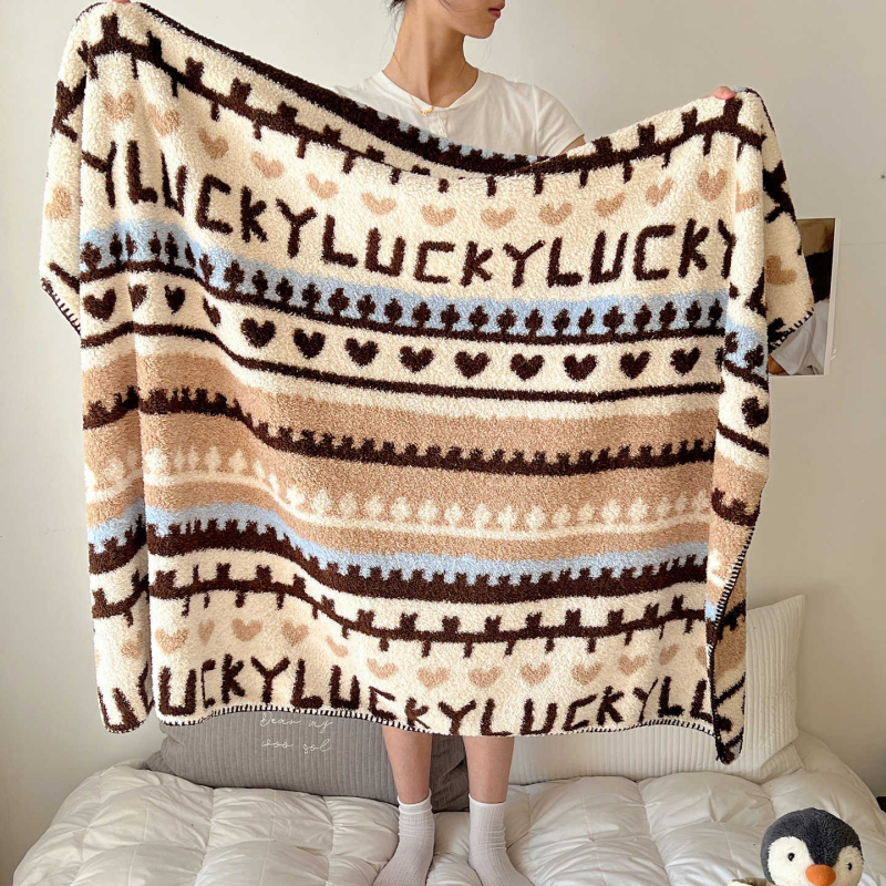 Pătură din fleece, stil Nordic, modele cărouri și graffiti, pentru toate sezoanele, greutate 300–500 g