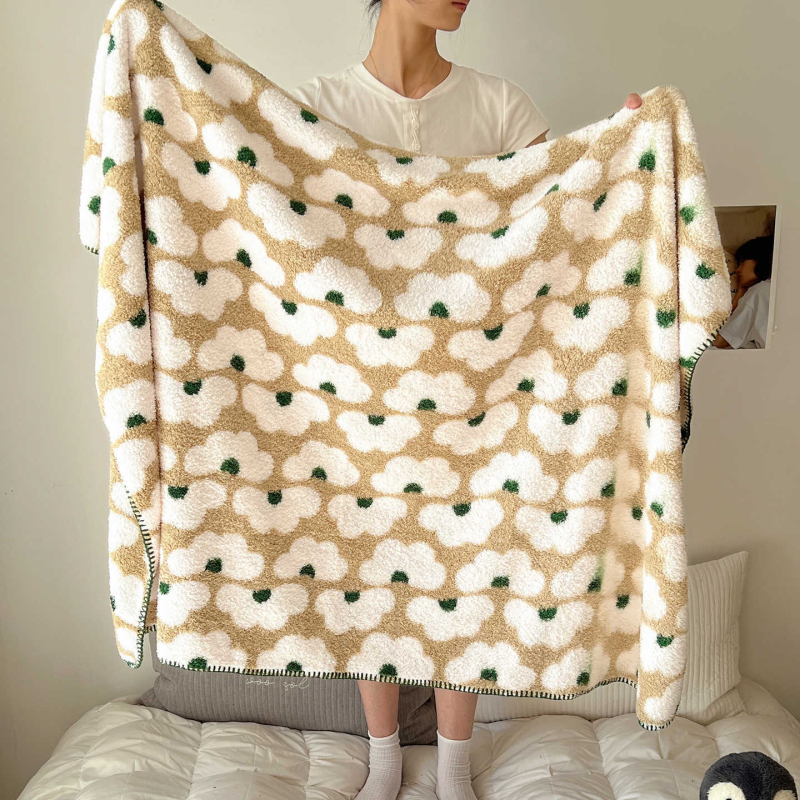 Pătură din fleece, stil Nordic, modele cărouri și graffiti, pentru toate sezoanele, greutate 300–500 g