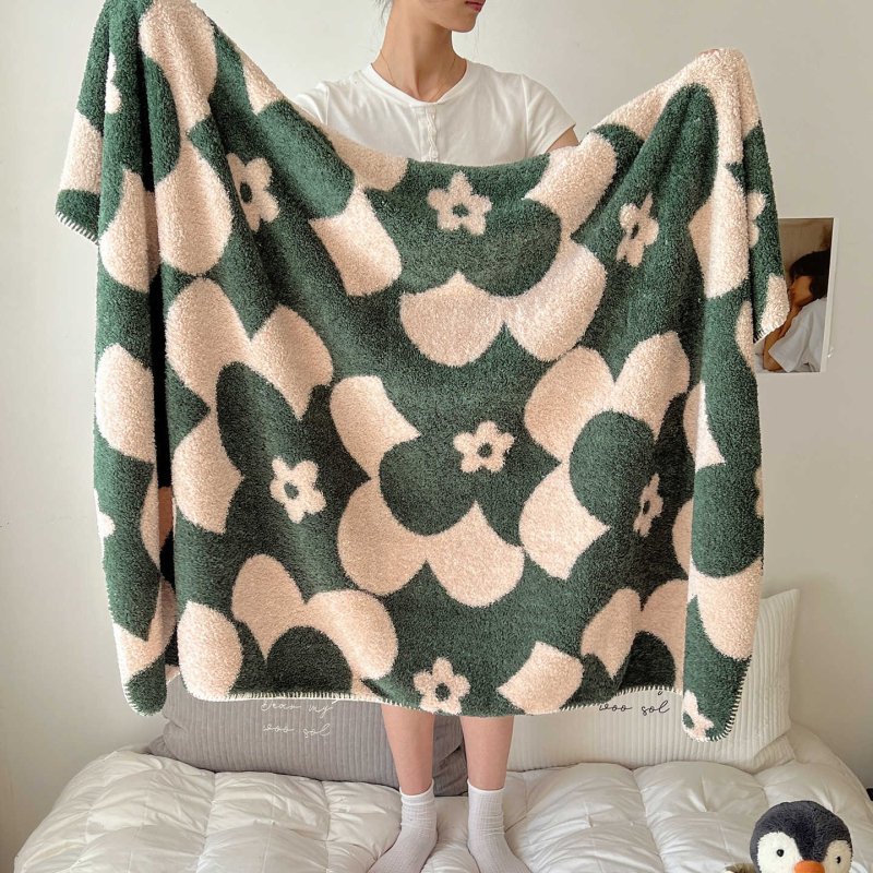 Pătură din fleece, stil Nordic, modele cărouri și graffiti, pentru toate sezoanele, greutate 300–500 g