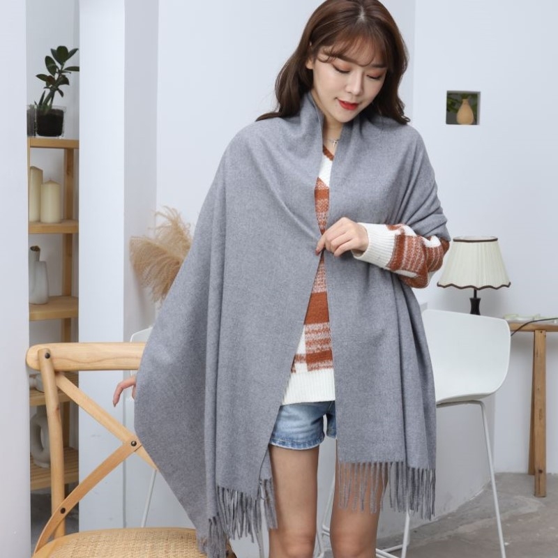 Шал от вълнена смес с туйл тъкан, зимен, запазва топлината