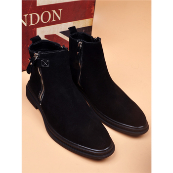 Ανδρικά μποτάκια από γνήσιο δέρμα, υψηλό ύψος, βρετανικού στυλ εξωτερικά μποτάκια, καουτσούκ σόλα, εσωτερικά με δίχτυ