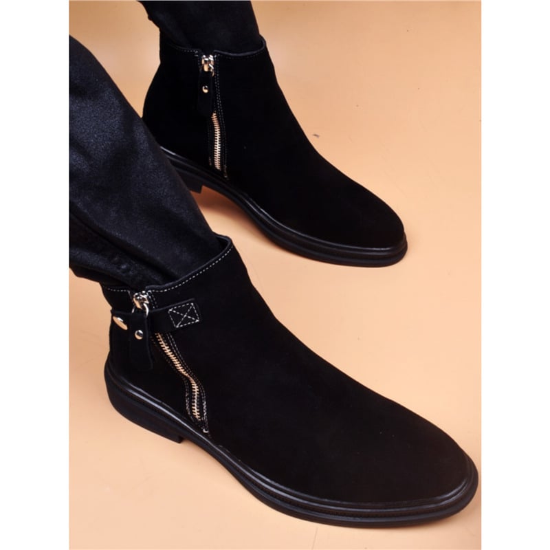 Ανδρικά μποτάκια από γνήσιο δέρμα, υψηλό ύψος, βρετανικού στυλ εξωτερικά μποτάκια, καουτσούκ σόλα, εσωτερικά με δίχτυ