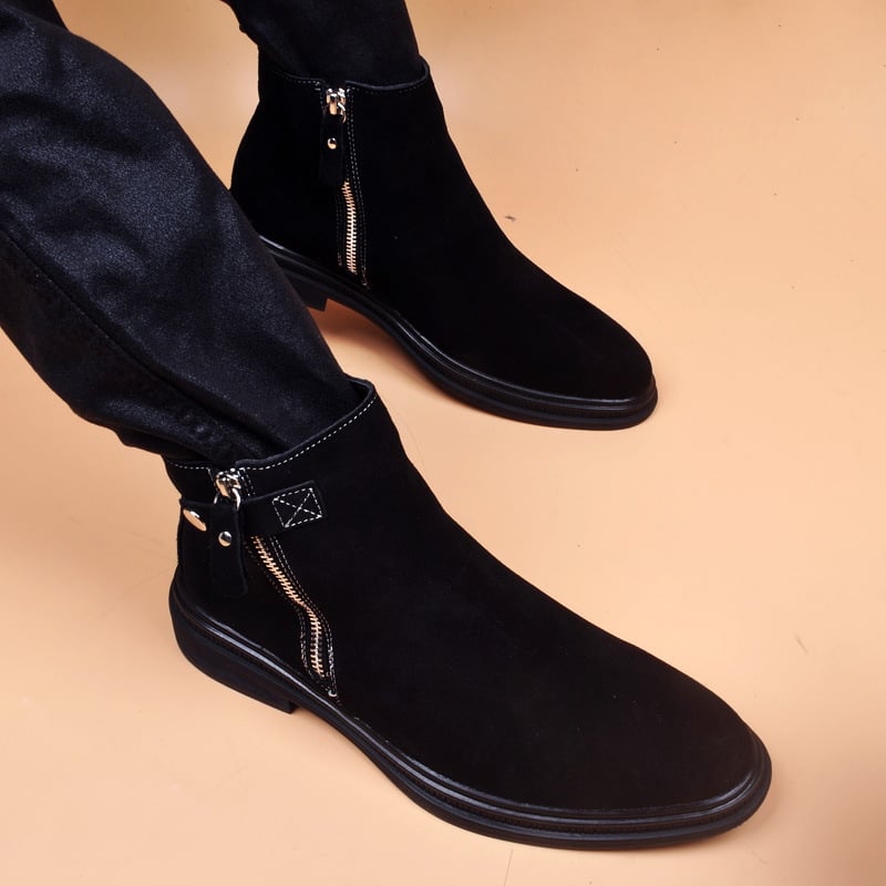 Ανδρικά μποτάκια από γνήσιο δέρμα, υψηλό ύψος, βρετανικού στυλ εξωτερικά μποτάκια, καουτσούκ σόλα, εσωτερικά με δίχτυ