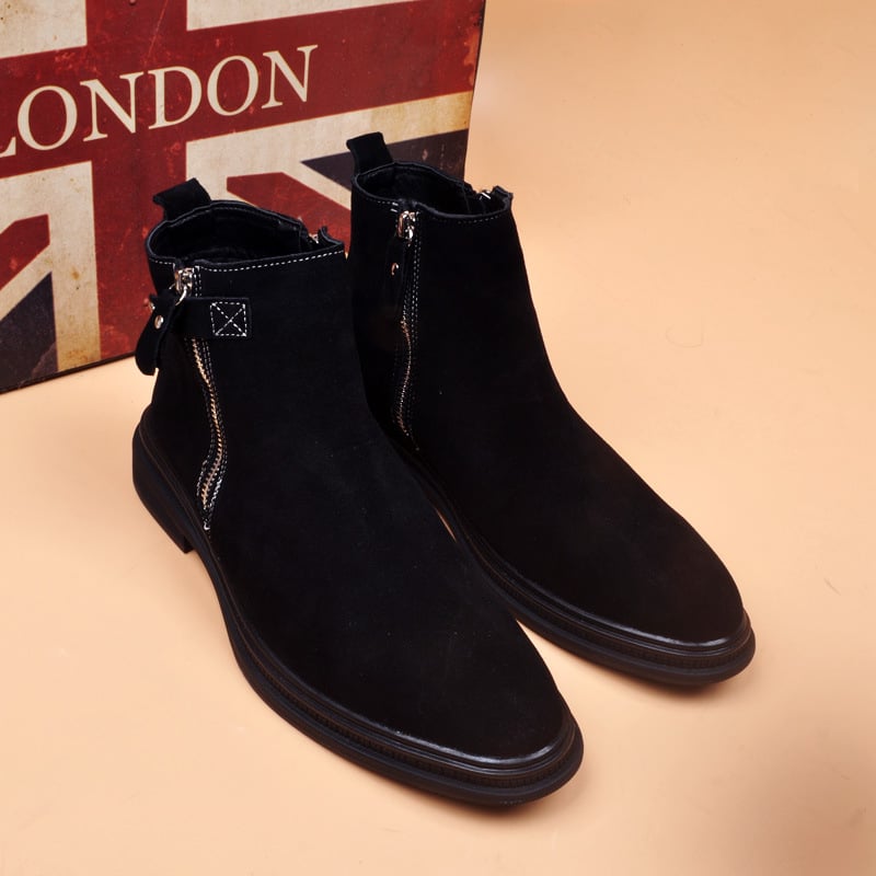 Ανδρικά μποτάκια από γνήσιο δέρμα, υψηλό ύψος, βρετανικού στυλ εξωτερικά μποτάκια, καουτσούκ σόλα, εσωτερικά με δίχτυ