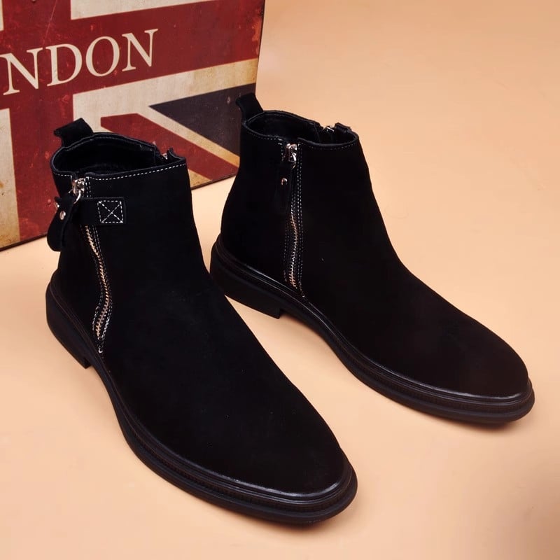 Ανδρικά μποτάκια από γνήσιο δέρμα, υψηλό ύψος, βρετανικού στυλ εξωτερικά μποτάκια, καουτσούκ σόλα, εσωτερικά με δίχτυ