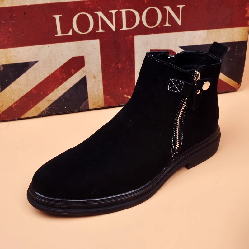 Ανδρικά μποτάκια από γνήσιο δέρμα, υψηλό ύψος, βρετανικού στυλ εξωτερικά μποτάκια, καουτσούκ σόλα, εσωτερικά με δίχτυ