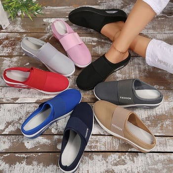 Дамски пантофи с мрежеста горна част, кръгъл нос, PU подметка и мрежеста подплата, пускане през пролетта 2025, подходящи за лятото