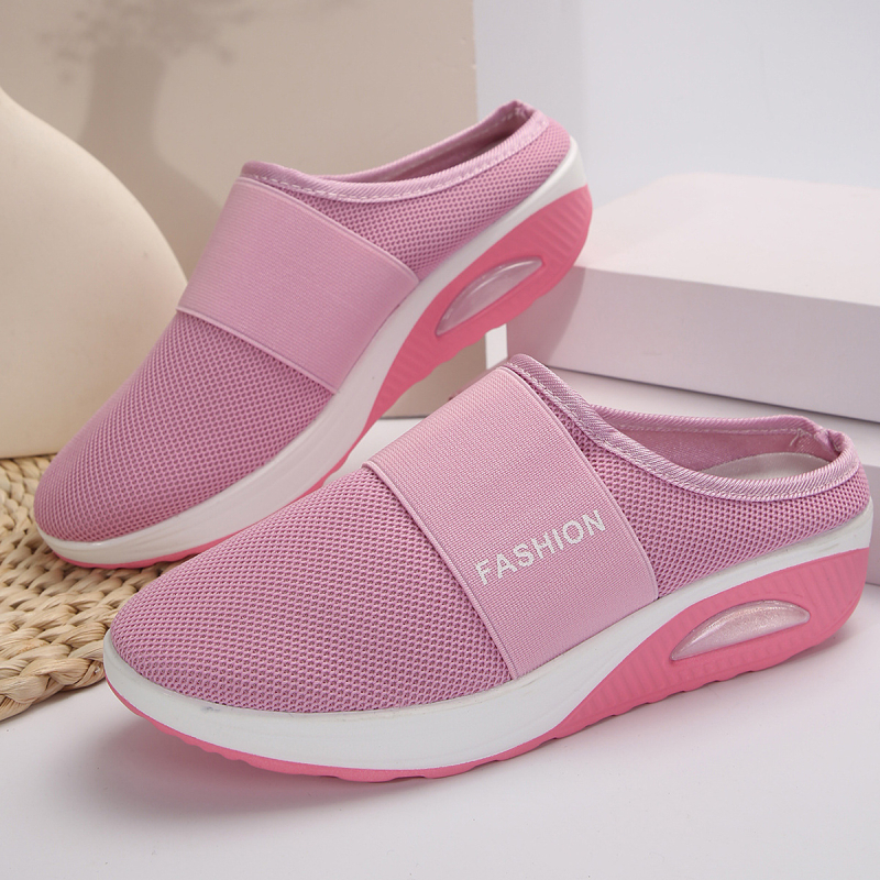 Дамски пантофи с мрежеста горна част, кръгъл нос, PU подметка и мрежеста подплата, пускане през пролетта 2025, подходящи за лятото