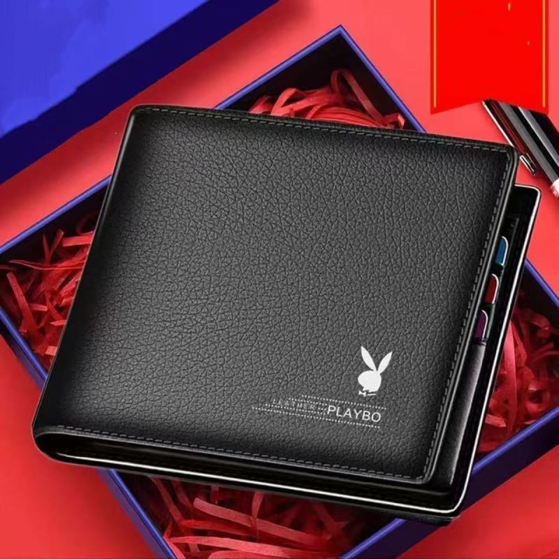 Uniszex rövid pénztárca PU bőrrel, lychee textúrával, ultrakönnyű és kopásálló