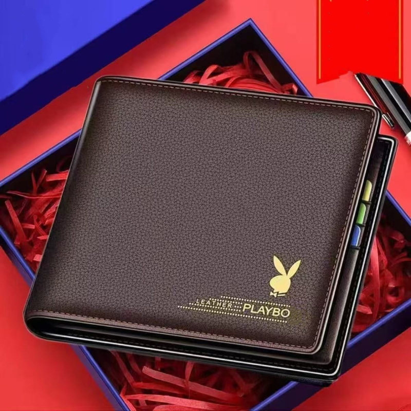 Uniszex rövid pénztárca PU bőrrel, lychee textúrával, ultrakönnyű és kopásálló