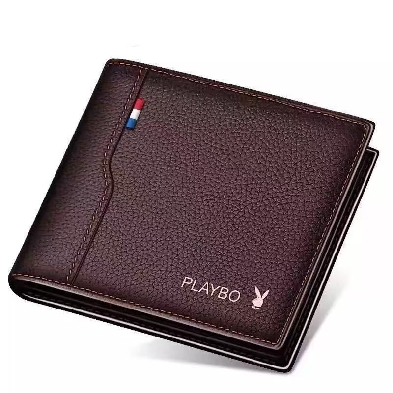 Uniszex rövid pénztárca PU bőrrel, lychee textúrával, ultrakönnyű és kopásálló