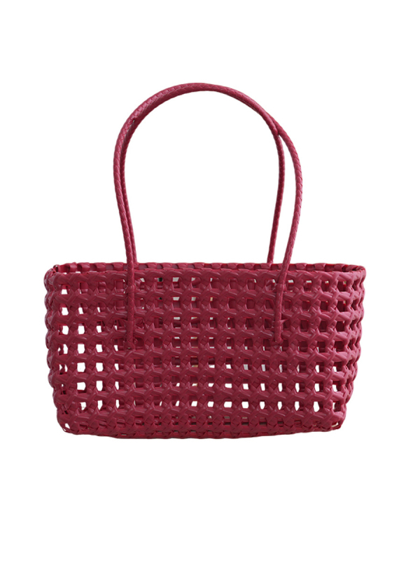 PVC tkano tote torba s perforiranim uzorkom, kvadratnog oblika, otvoreni vrh, unutarnja džep kamera, srednja čvrstoća, stil mix‑and‑match