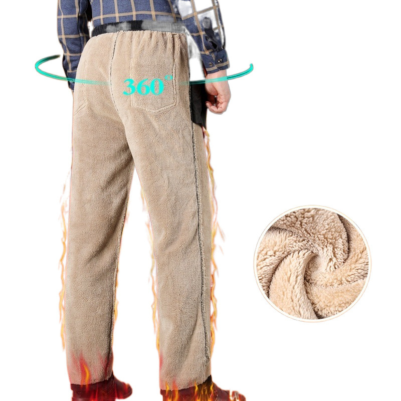 Corduroy панталони за мъже с флис подплата, висока талия, свободна кройка, връзка за стягане