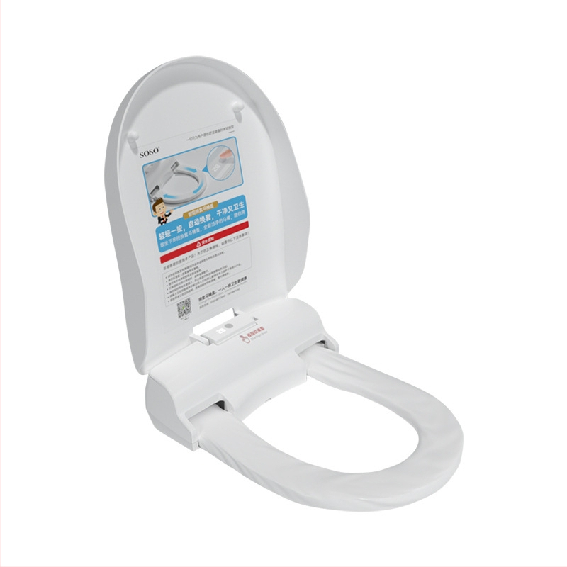 SOSO автоматичен капак за тоалетна – модел SOU-1201, материал PP-board, с дистанционно, регулируемо разстояние на отвори 120–200 мм, отопление на седалката