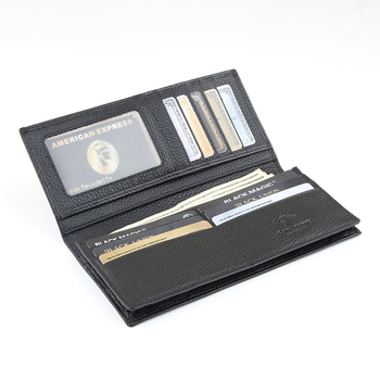 Férfi hosszú bőrtárca, bi-fold, felsőréteg marhabőr, poliészter-pamut bélés